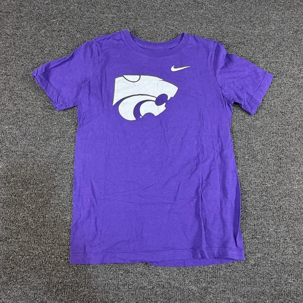 Kansas State Nike T-Shirt Kids L Purple NCAA Football Powercat EUC